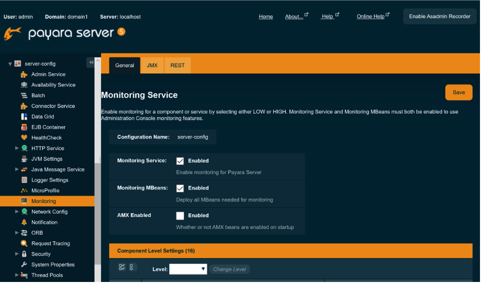 管理コンソールによるPayara Serverのモニタリング